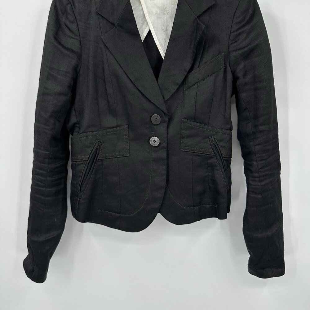 COTELAC jacket blazer black XS 1 100% bamboo two button lightweight casual - Picture 5 of 12